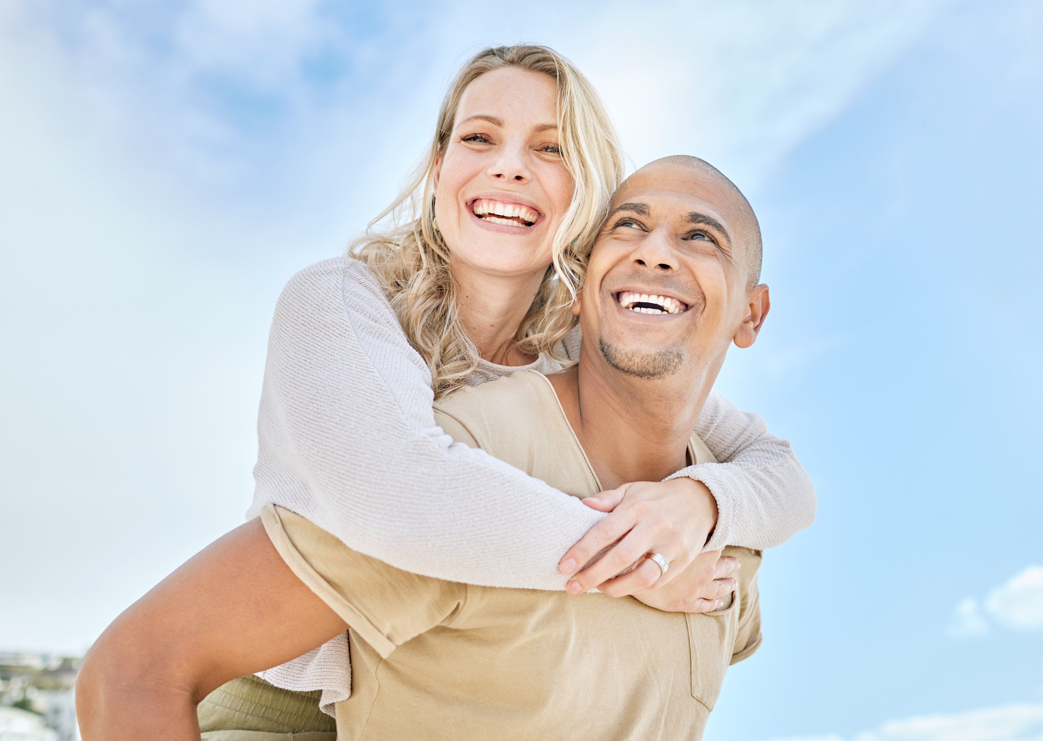 Smiling couple outdoors